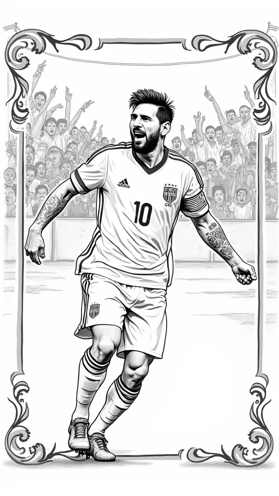 coloriage de Messi Coupe du monde